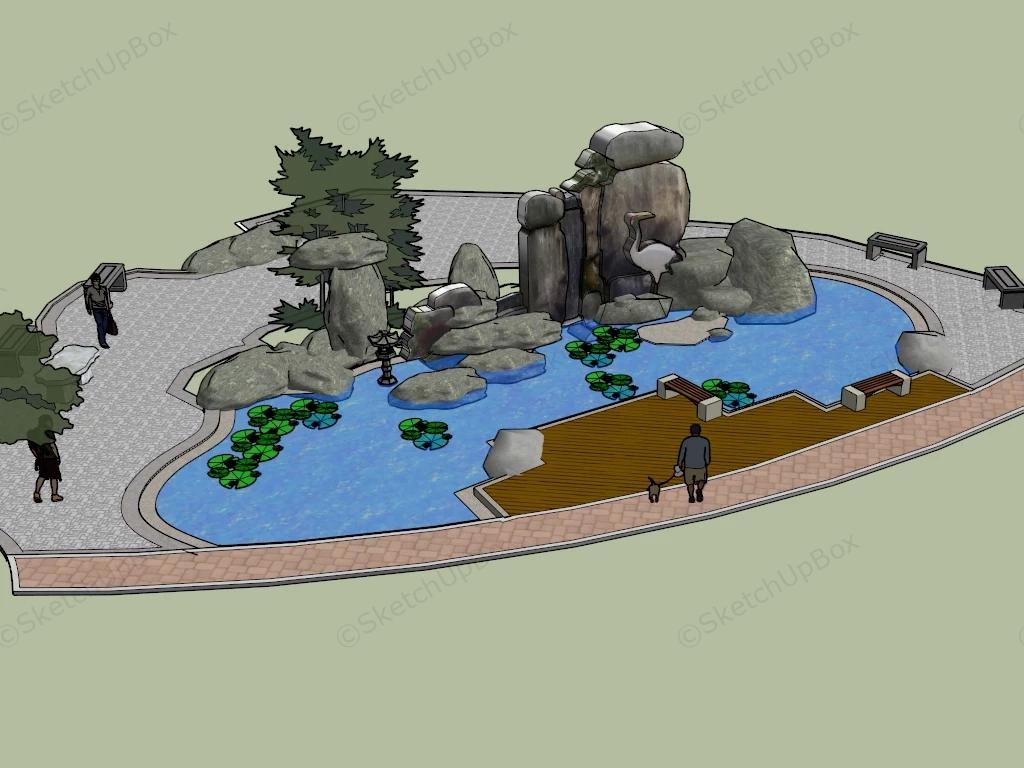 Pond Rock Garden sketchup model preview - SketchupBox