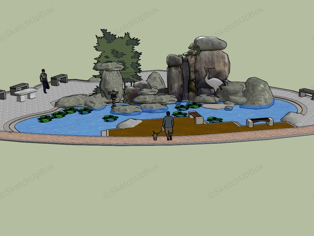 Pond Rock Garden sketchup model preview - SketchupBox