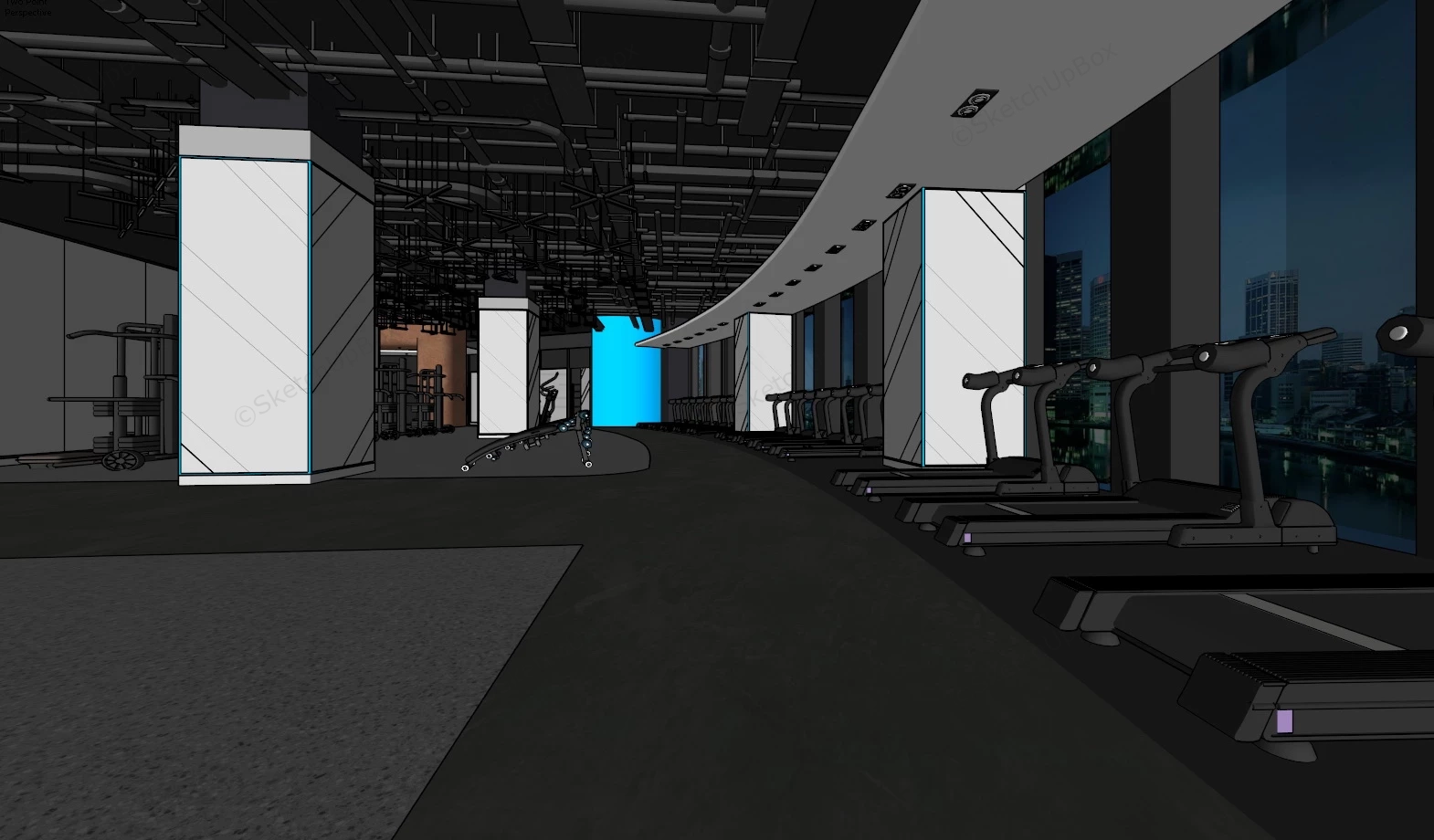 Commercial Gym Interior Design sketchup model preview - SketchupBox