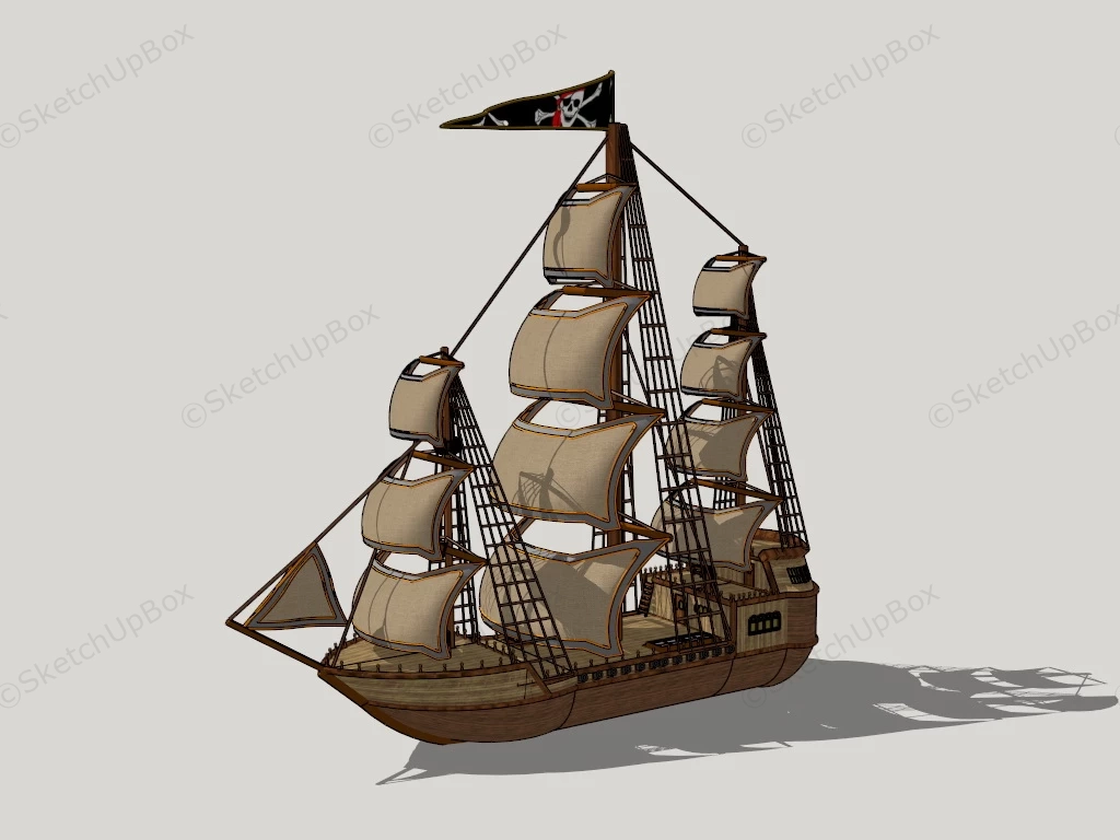 Vintage Pirate Ship sketchup model preview - SketchupBox