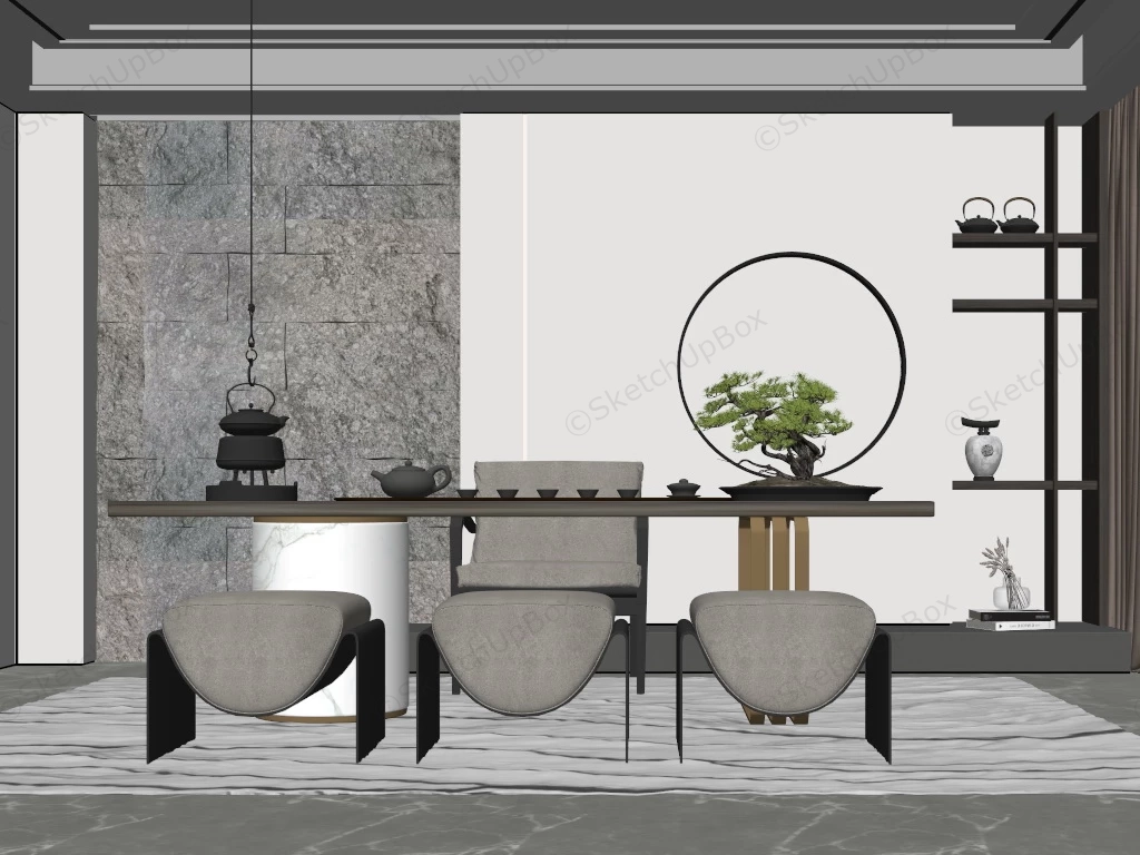 Zen Tea Room Design sketchup model preview - SketchupBox