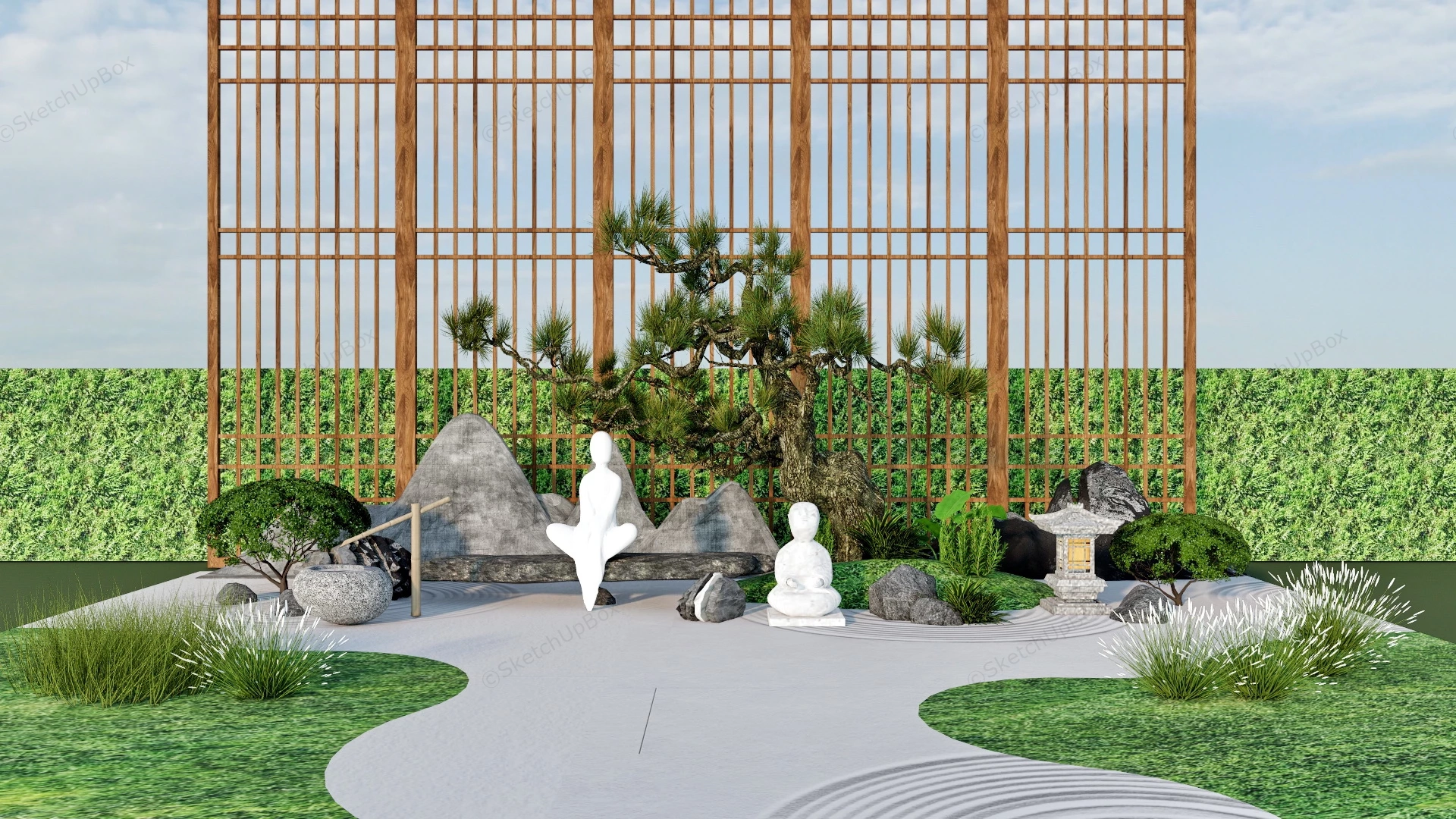 Zen Garden Decor sketchup model preview - SketchupBox