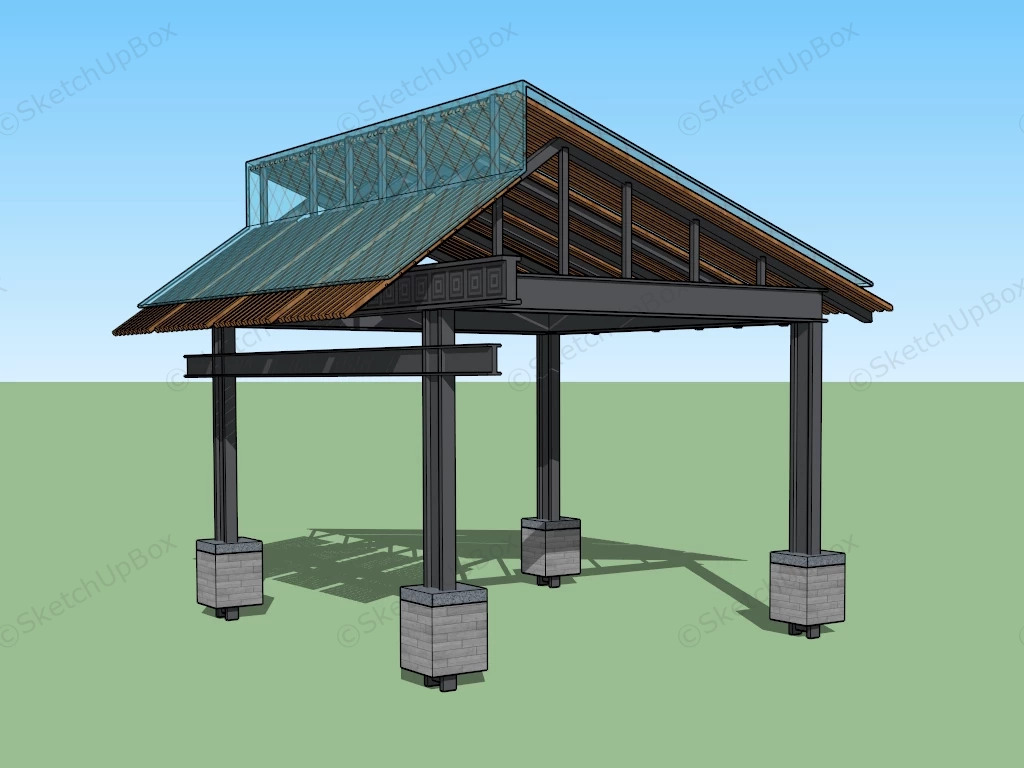 Glass Roof Pavilion sketchup model preview - SketchupBox