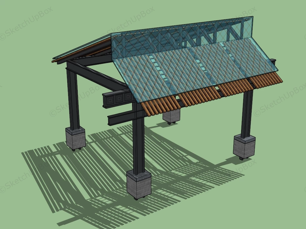 Glass Roof Pavilion sketchup model preview - SketchupBox