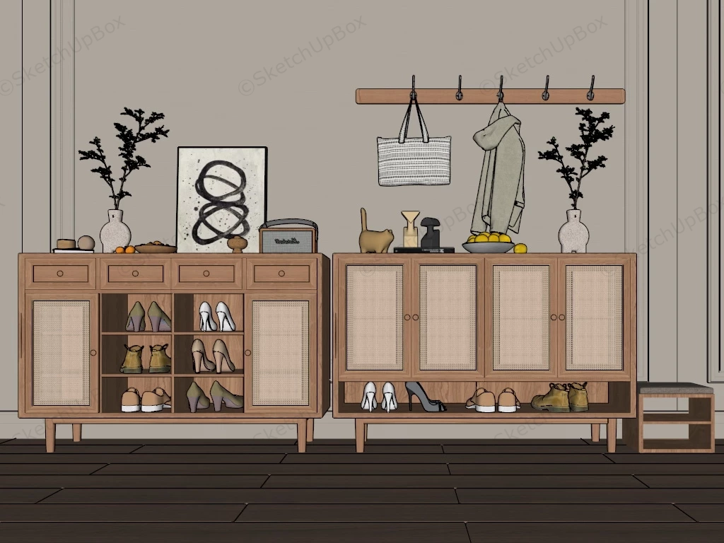 Mudroom Shoe Storage And Bench sketchup model preview - SketchupBox