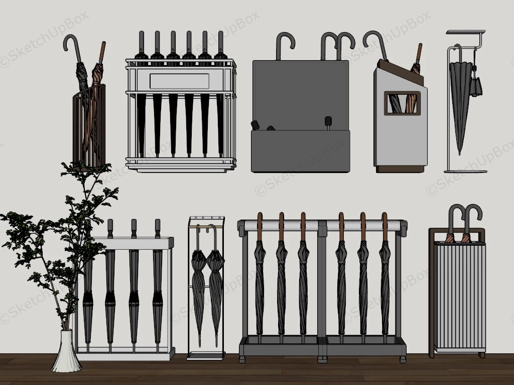 Entryway Umbrella Stand Collection sketchup model preview - SketchupBox