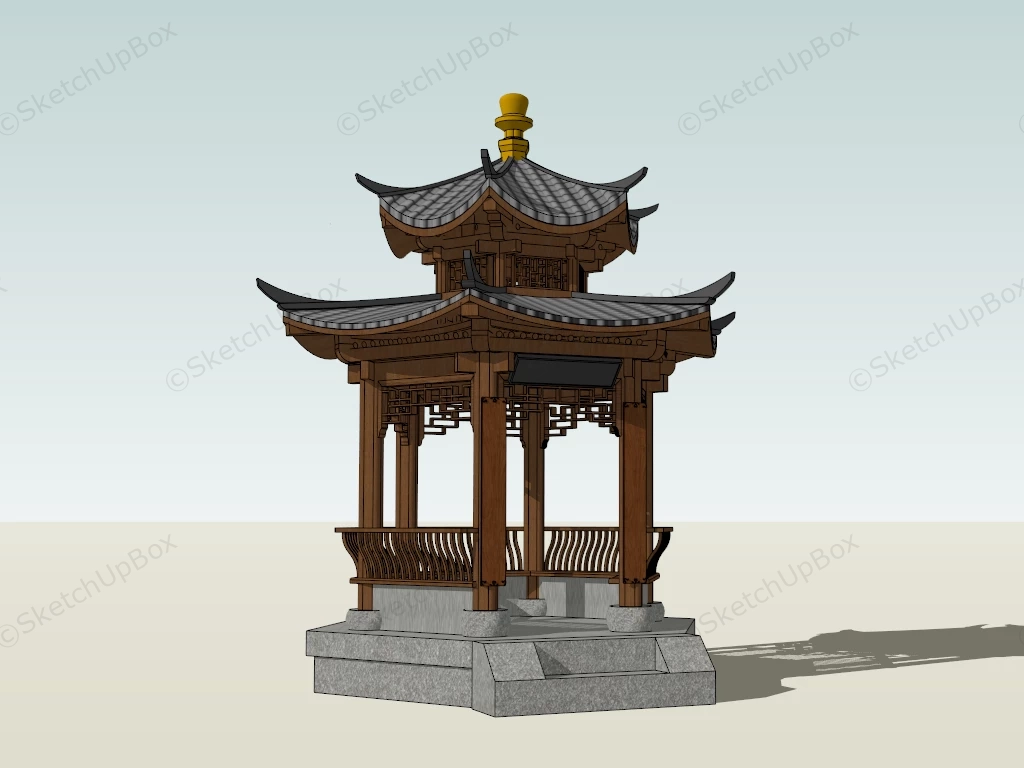 Chinese Garden Pavilion Design sketchup model preview - SketchupBox