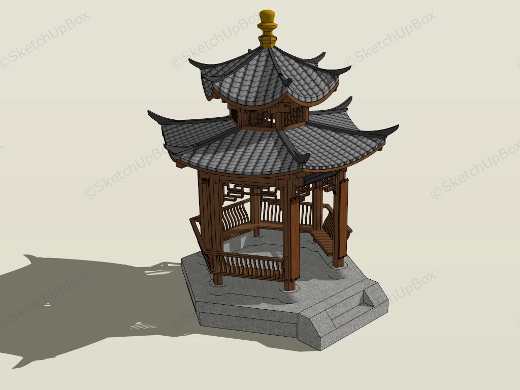 Chinese Garden Pavilion Design sketchup model preview - SketchupBox