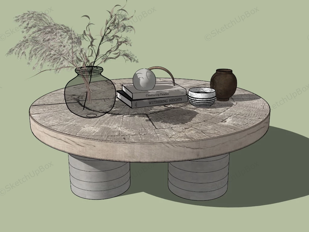 Rustic Round Coffee Table sketchup model preview - SketchupBox