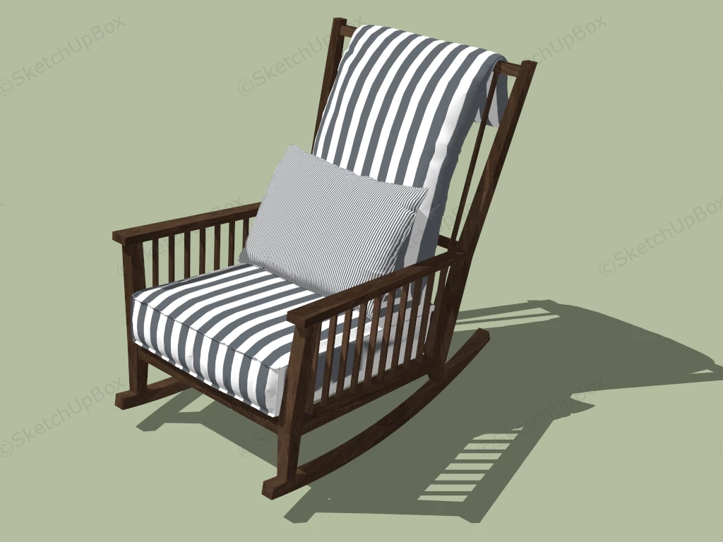 Upholstered Wood Rocking Chair sketchup model preview - SketchupBox