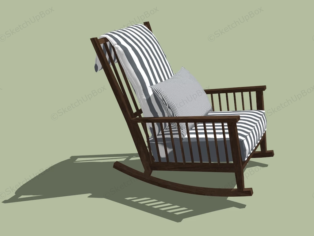 Upholstered Wood Rocking Chair sketchup model preview - SketchupBox