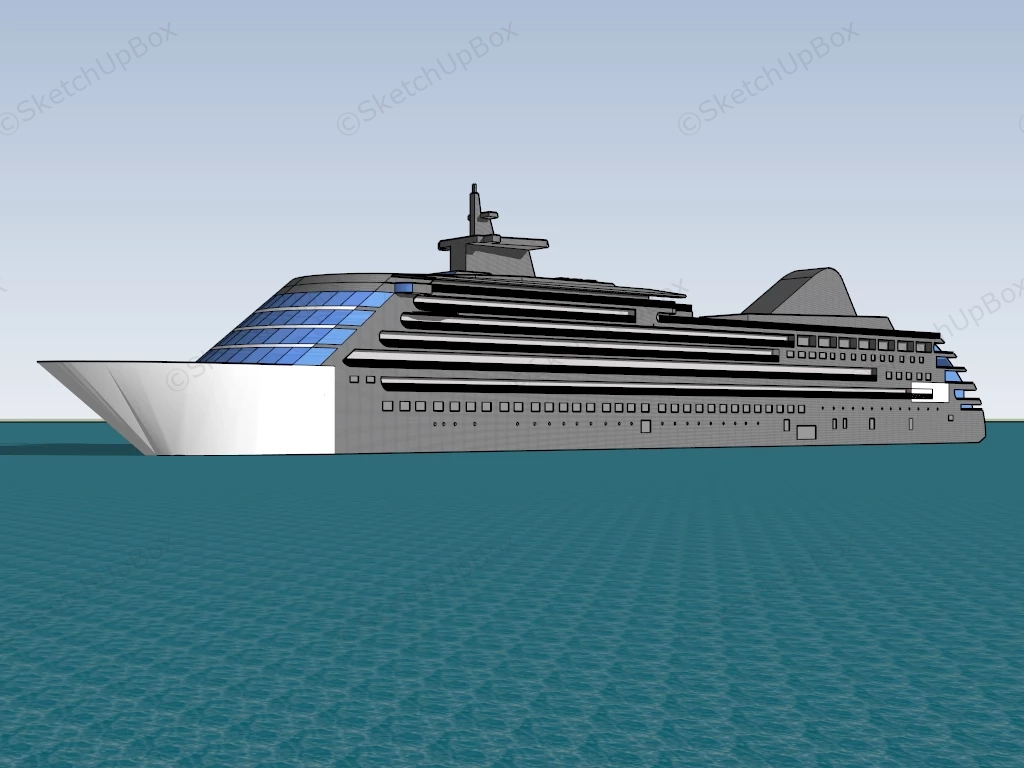 Cruise Ship On Ocean sketchup model preview - SketchupBox