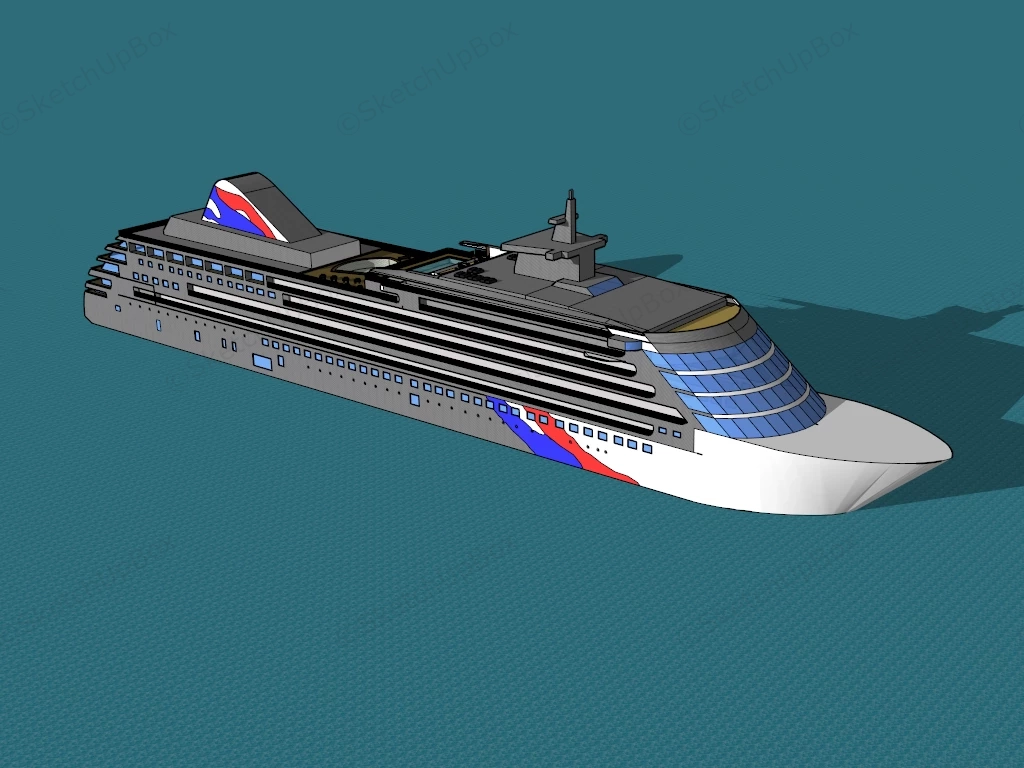 Cruise Ship On Ocean sketchup model preview - SketchupBox