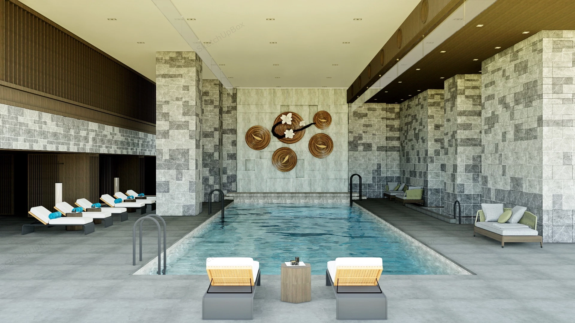 Luxury Hotel Indoor Swimming Pool sketchup model preview - SketchupBox