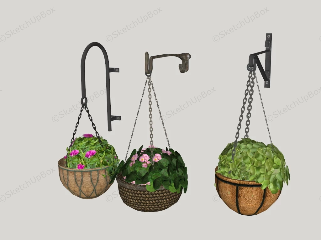 Wall Hanging Planters sketchup model preview - SketchupBox