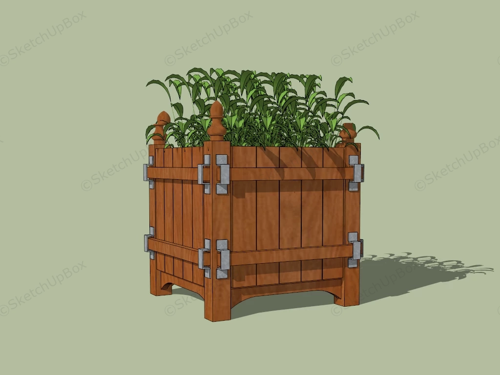 Square Wooden Planter sketchup model preview - SketchupBox