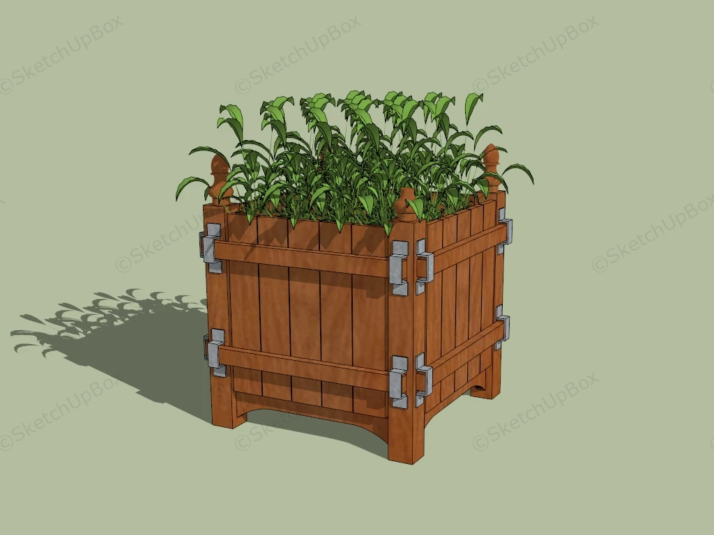 Square Wooden Planter sketchup model preview - SketchupBox