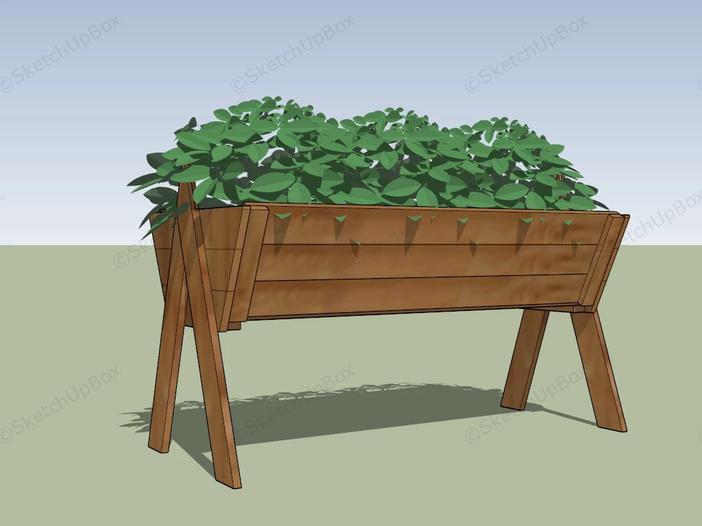 Wooden Vegetable Planter On Legs sketchup model preview - SketchupBox