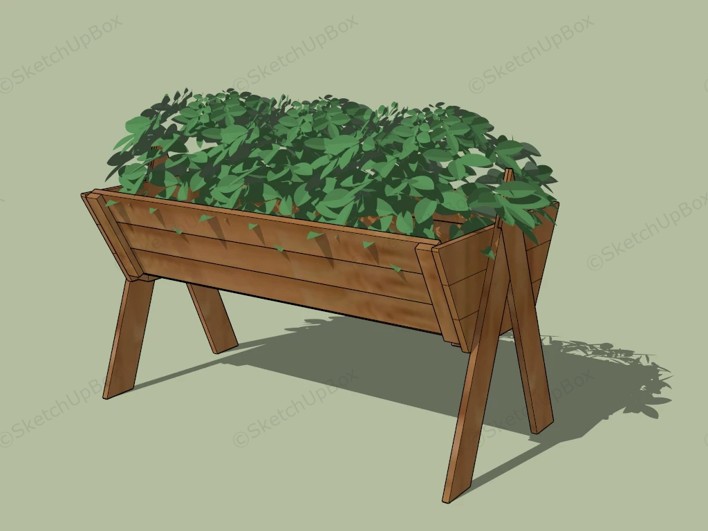 Wooden Vegetable Planter On Legs sketchup model preview - SketchupBox