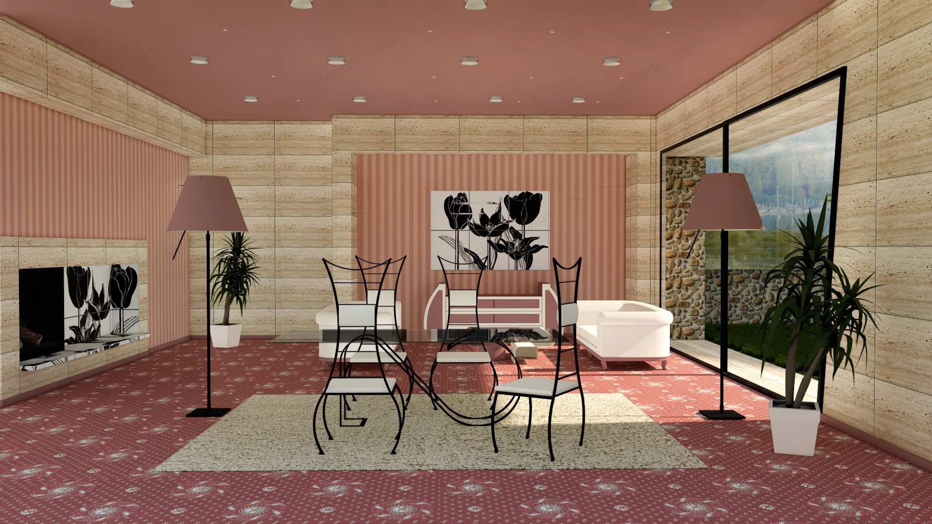 Beauty Salon Reception Area Waiting Room sketchup model preview - SketchupBox