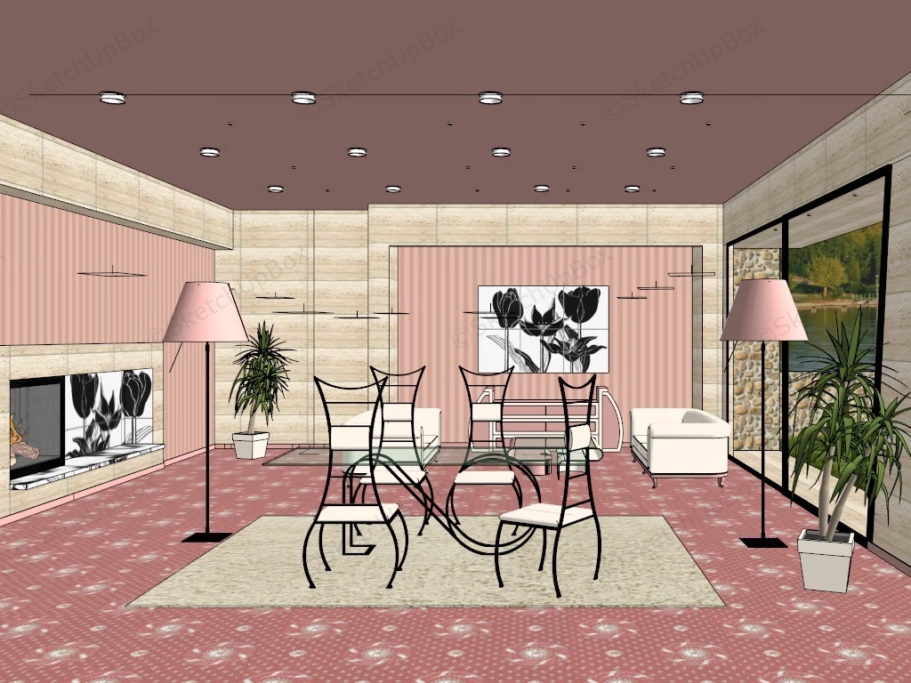 Beauty Salon Reception Area Waiting Room sketchup model preview - SketchupBox