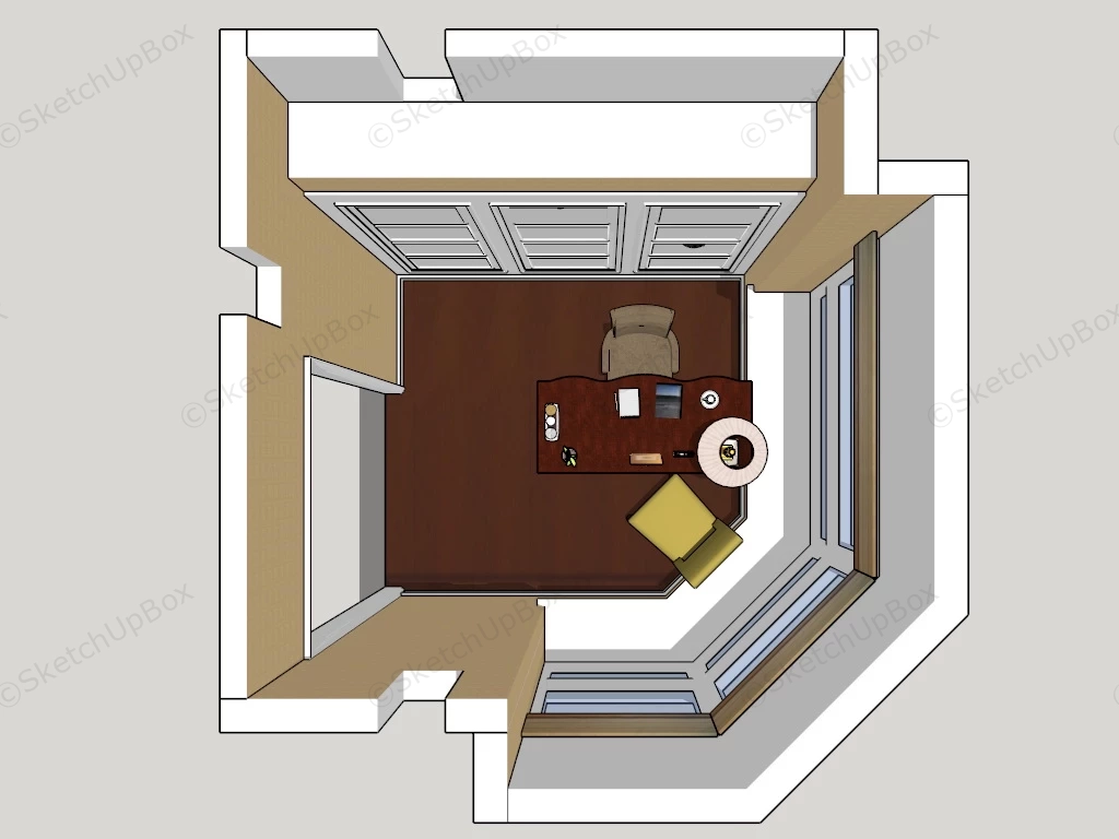 Corner Home Office Design sketchup model preview - SketchupBox