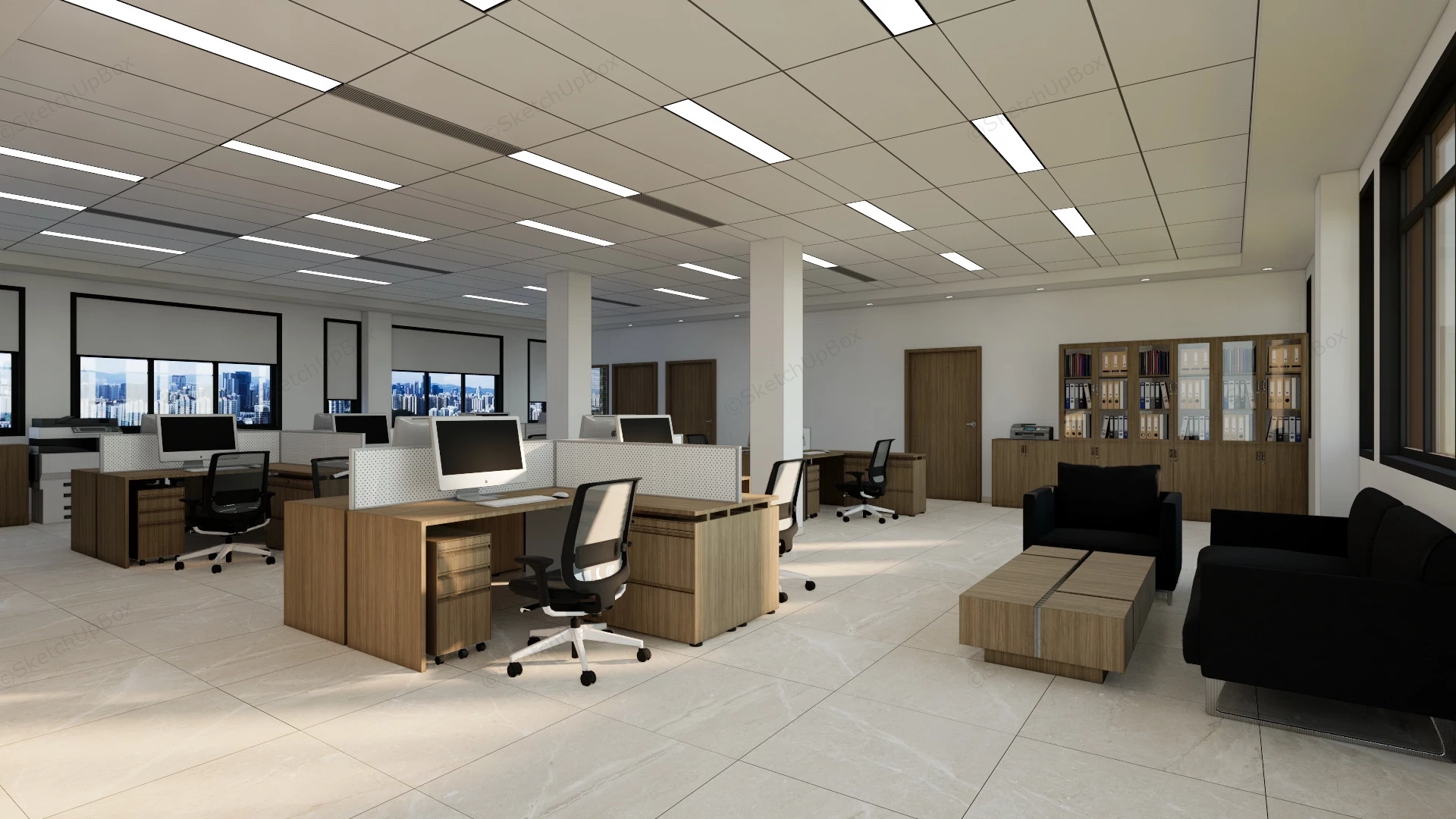 Open Space Office Ideas sketchup model preview - SketchupBox