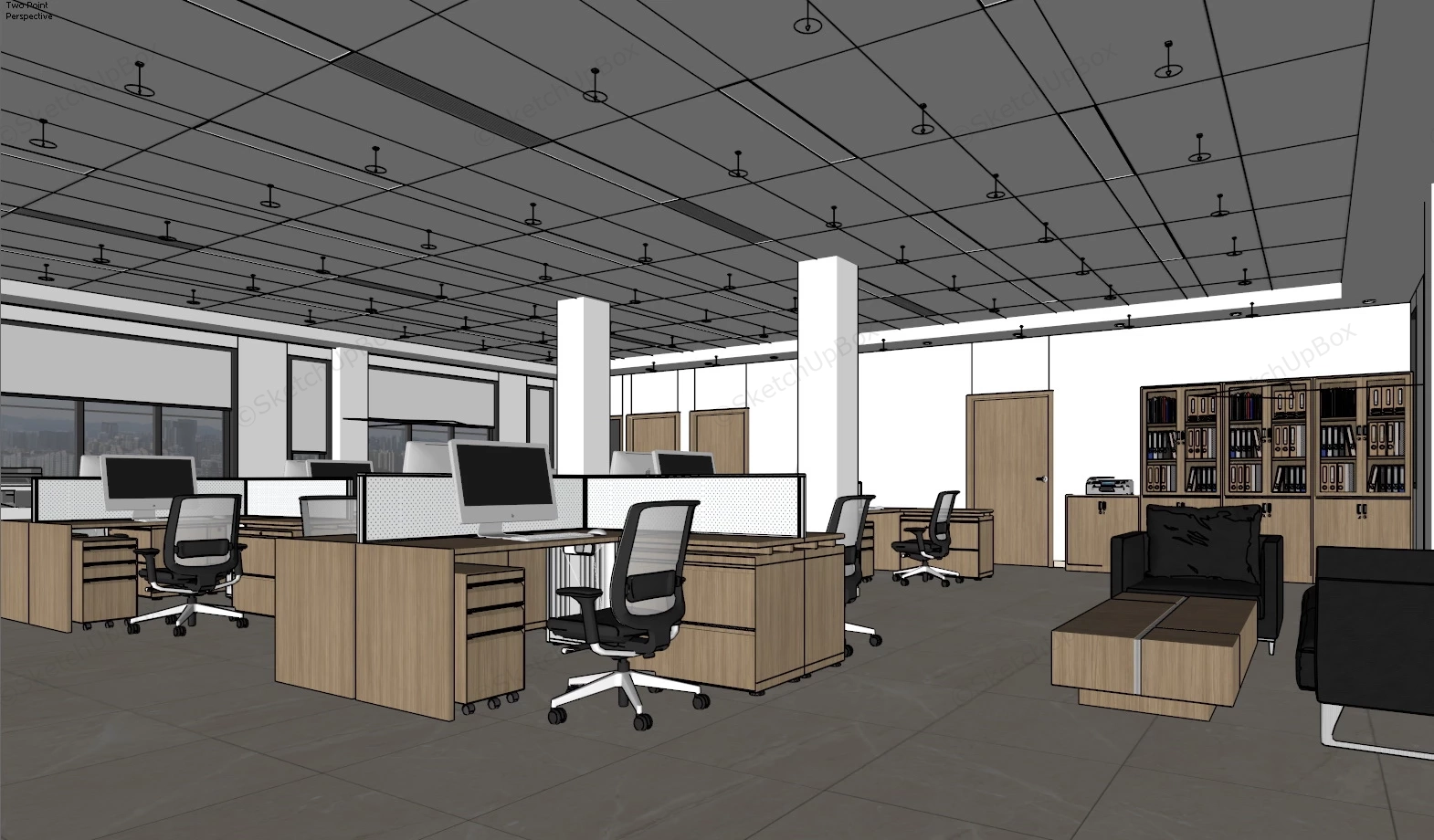 Open Space Office Ideas sketchup model preview - SketchupBox