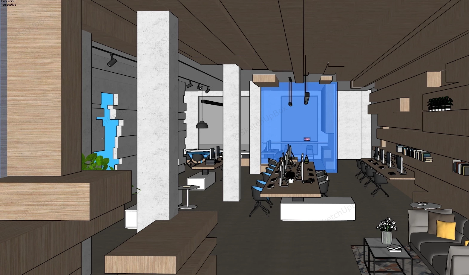 Future Workspace Office Design sketchup model preview - SketchupBox