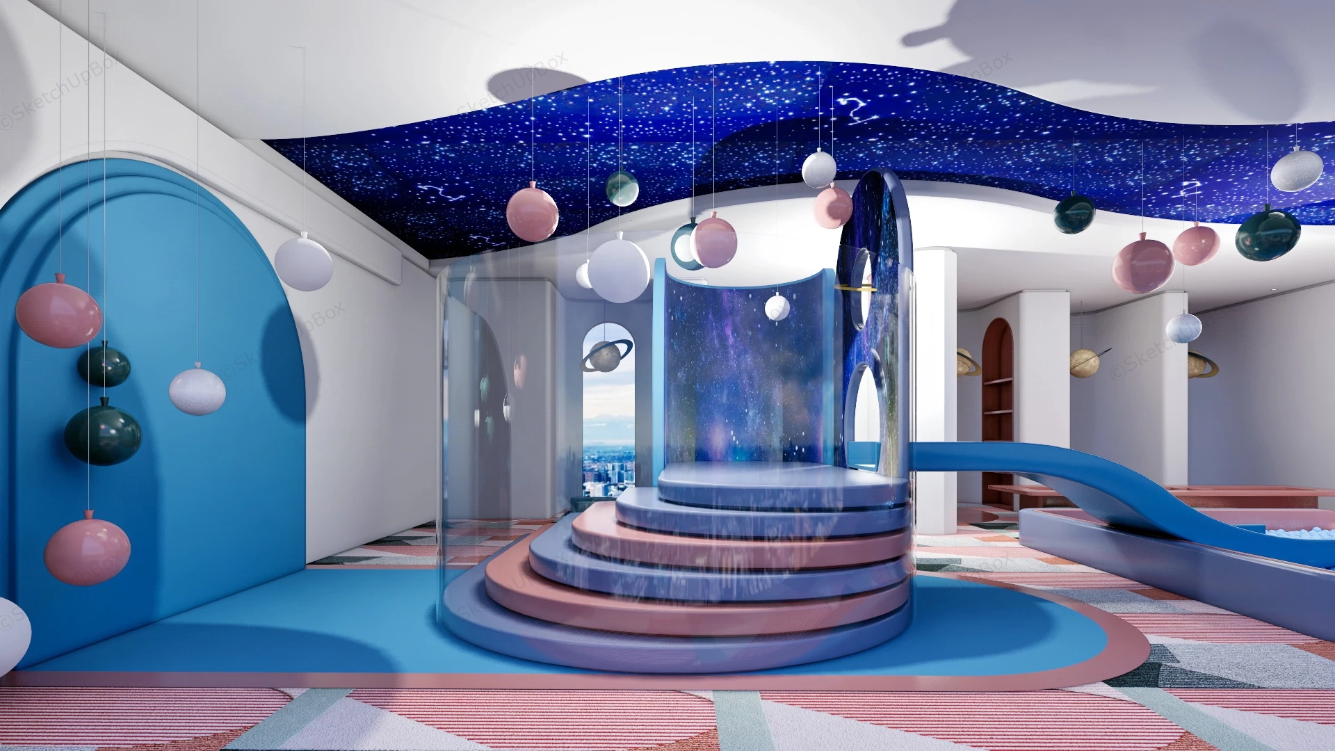 Space Themed Indoor Playground sketchup model preview - SketchupBox