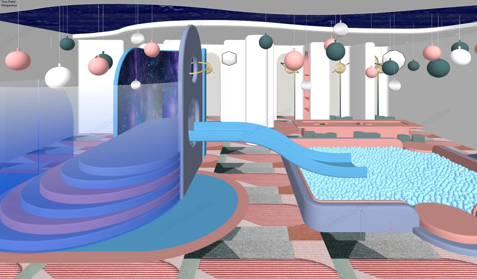 Space Themed Indoor Playground sketchup model preview - SketchupBox