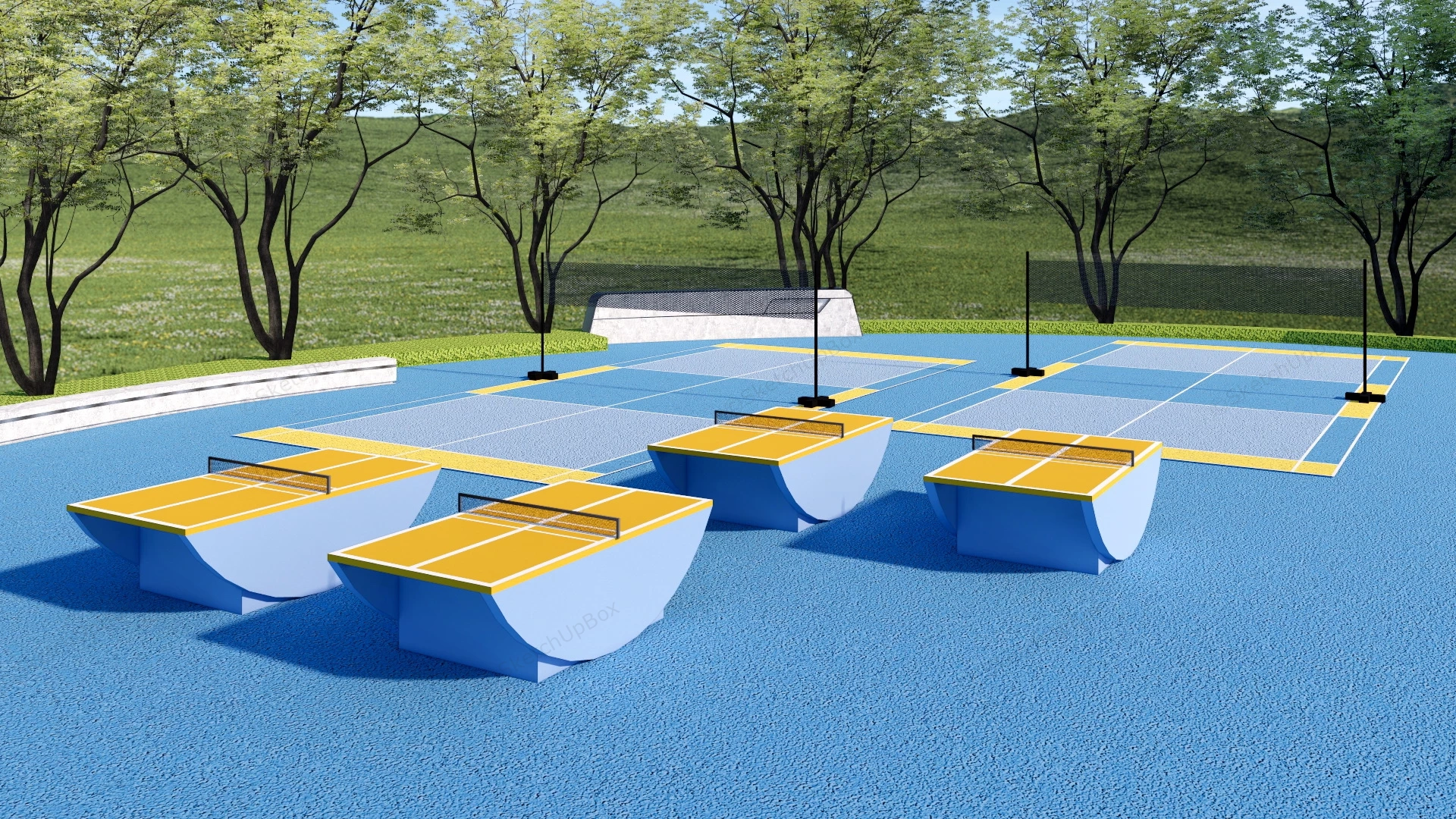 Badminton Courts And Ping Pong Tables sketchup model preview - SketchupBox