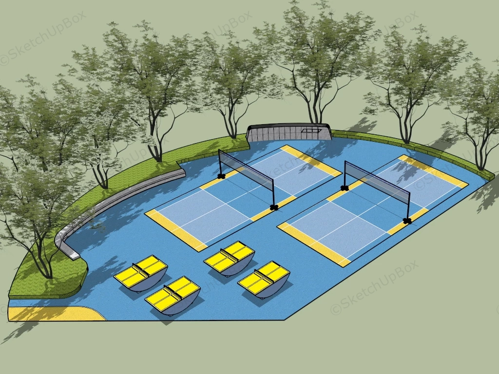 Badminton Courts And Ping Pong Tables sketchup model preview - SketchupBox