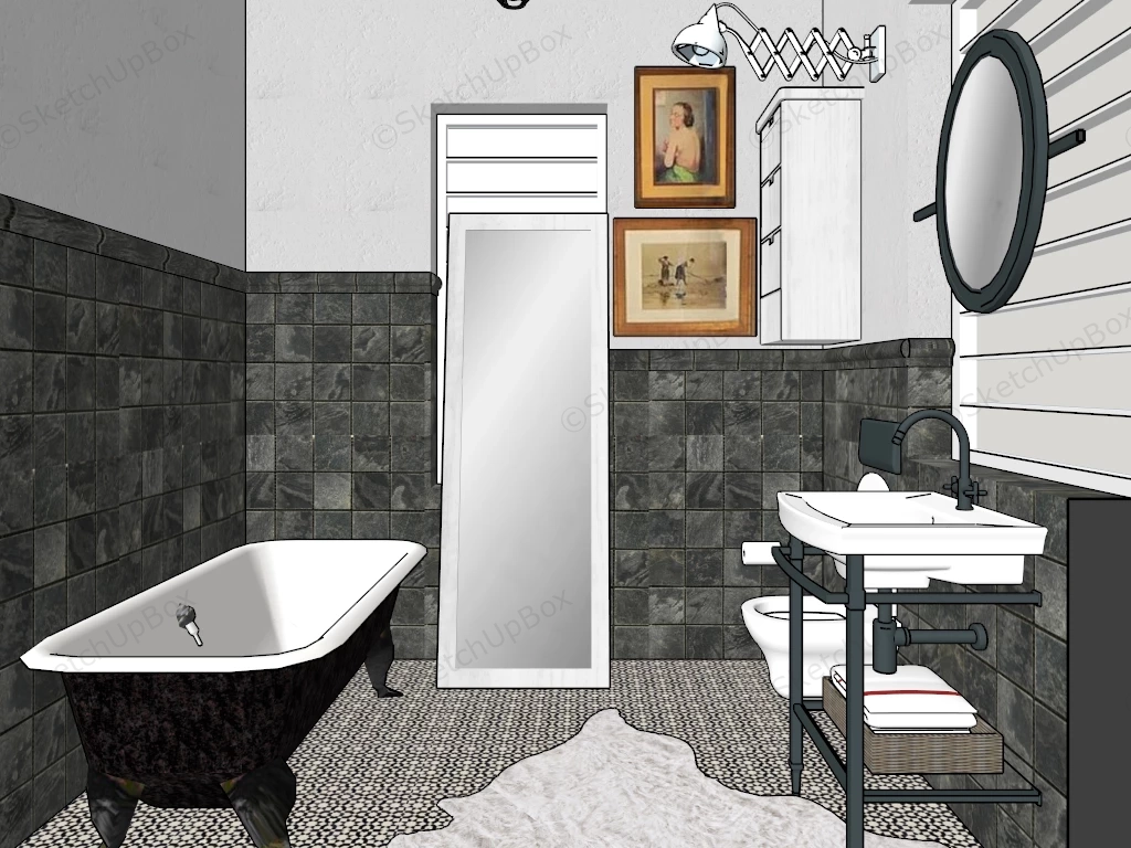 Small Vintage Bathroom Idea sketchup model preview - SketchupBox