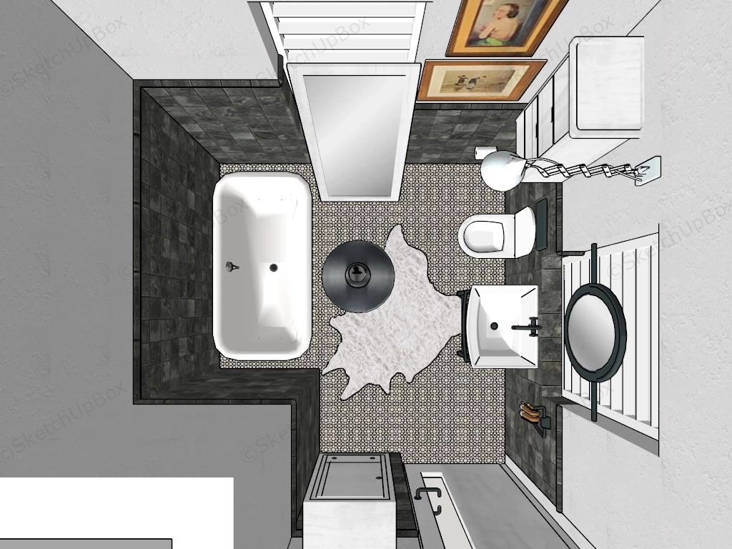 Small Vintage Bathroom Idea sketchup model preview - SketchupBox