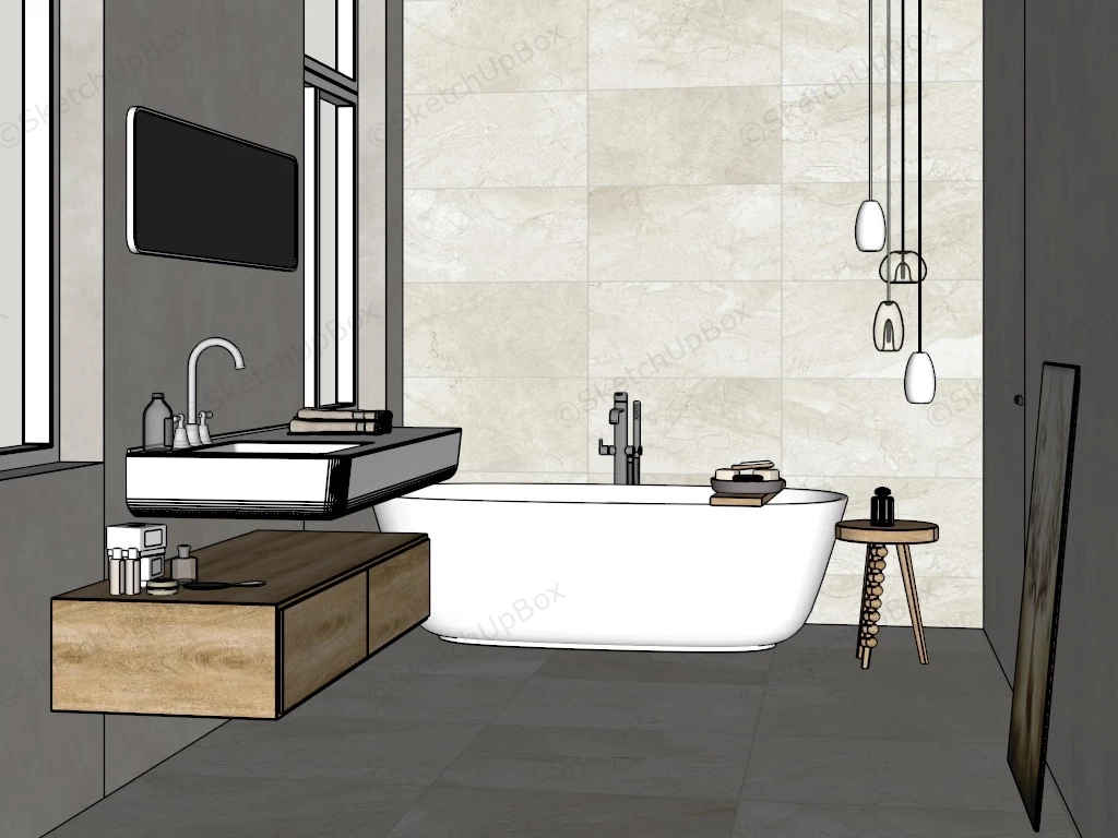 Narrow Bathroom Ideas sketchup model preview - SketchupBox