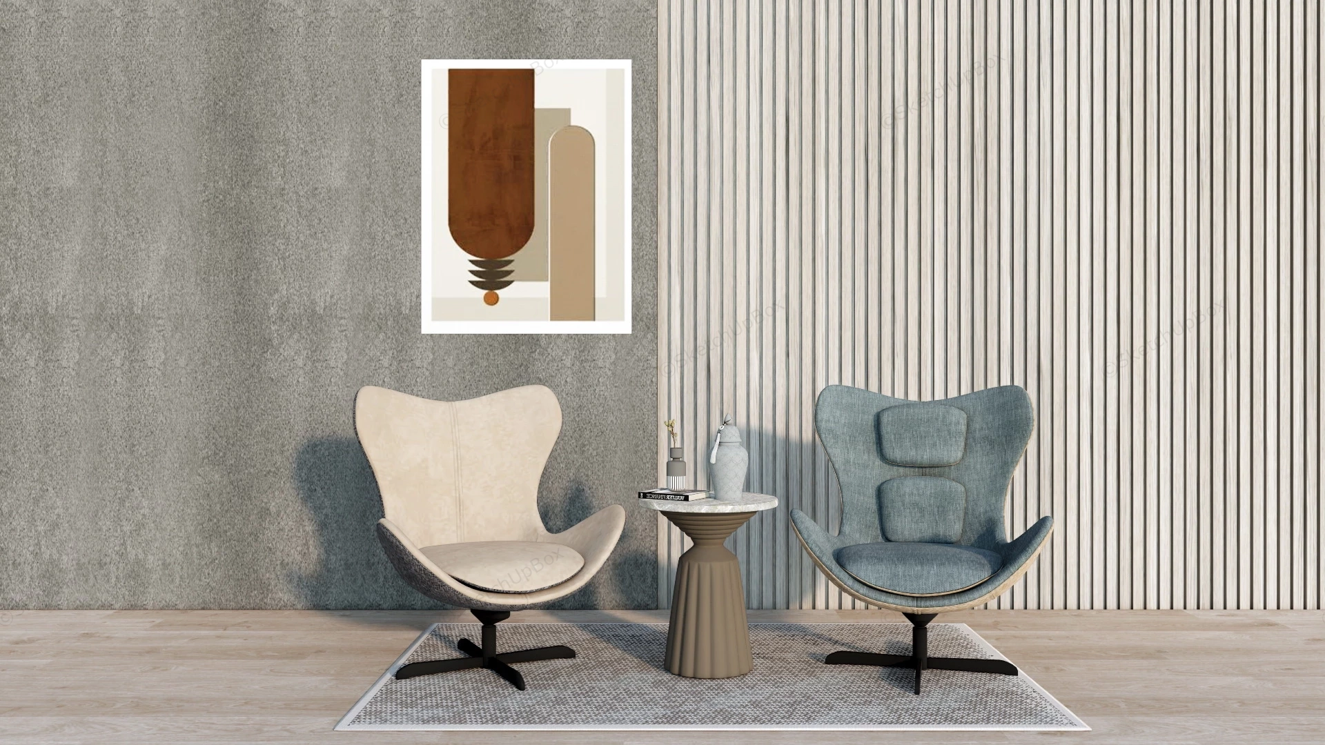 Arne Jacobsen Egg Chairs sketchup model preview - SketchupBox