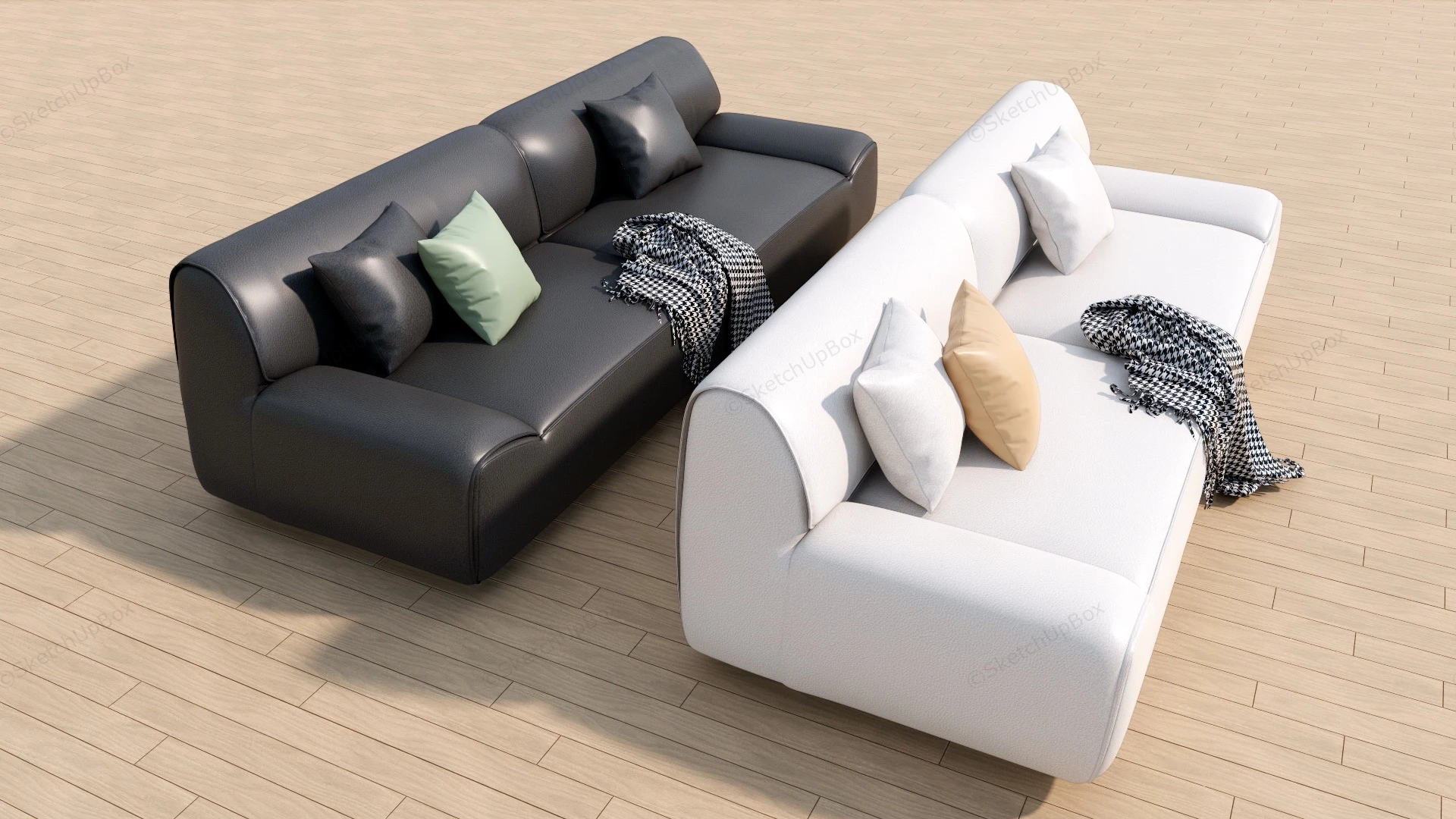 Luxury Leather Sofa sketchup model preview - SketchupBox