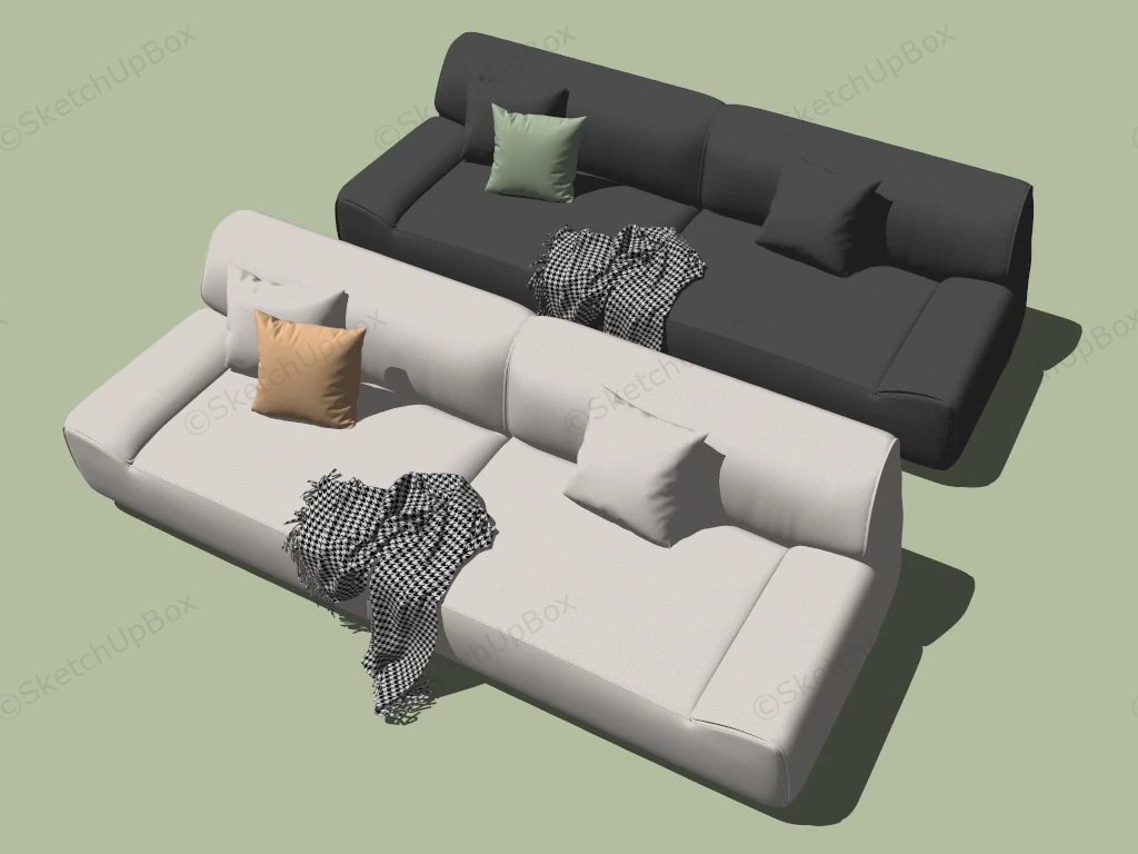 Luxury Leather Sofa sketchup model preview - SketchupBox