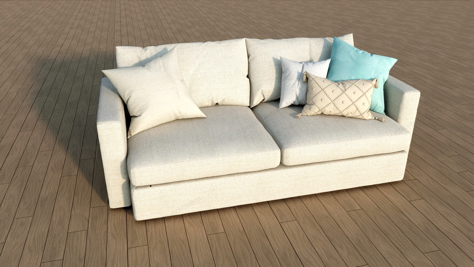 Fabric Cream Loveseat sketchup model preview - SketchupBox