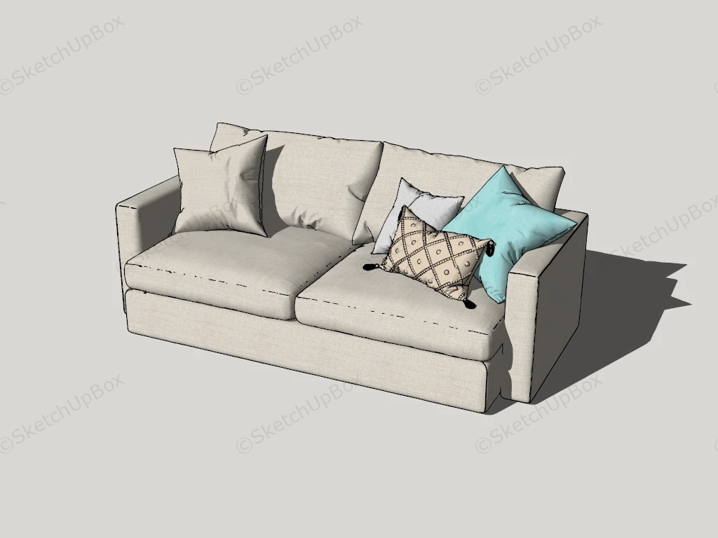 Fabric Cream Loveseat sketchup model preview - SketchupBox