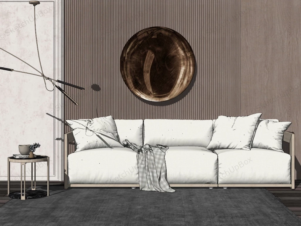 Accent Wall With White Couch sketchup model preview - SketchupBox