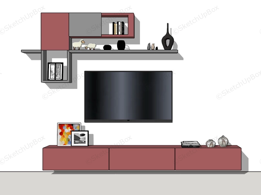 Tv Wall Unit Ideas sketchup model preview - SketchupBox