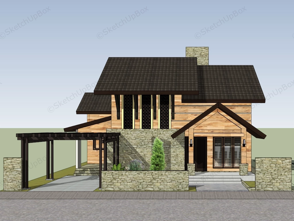 Small Traditional House sketchup model preview - SketchupBox