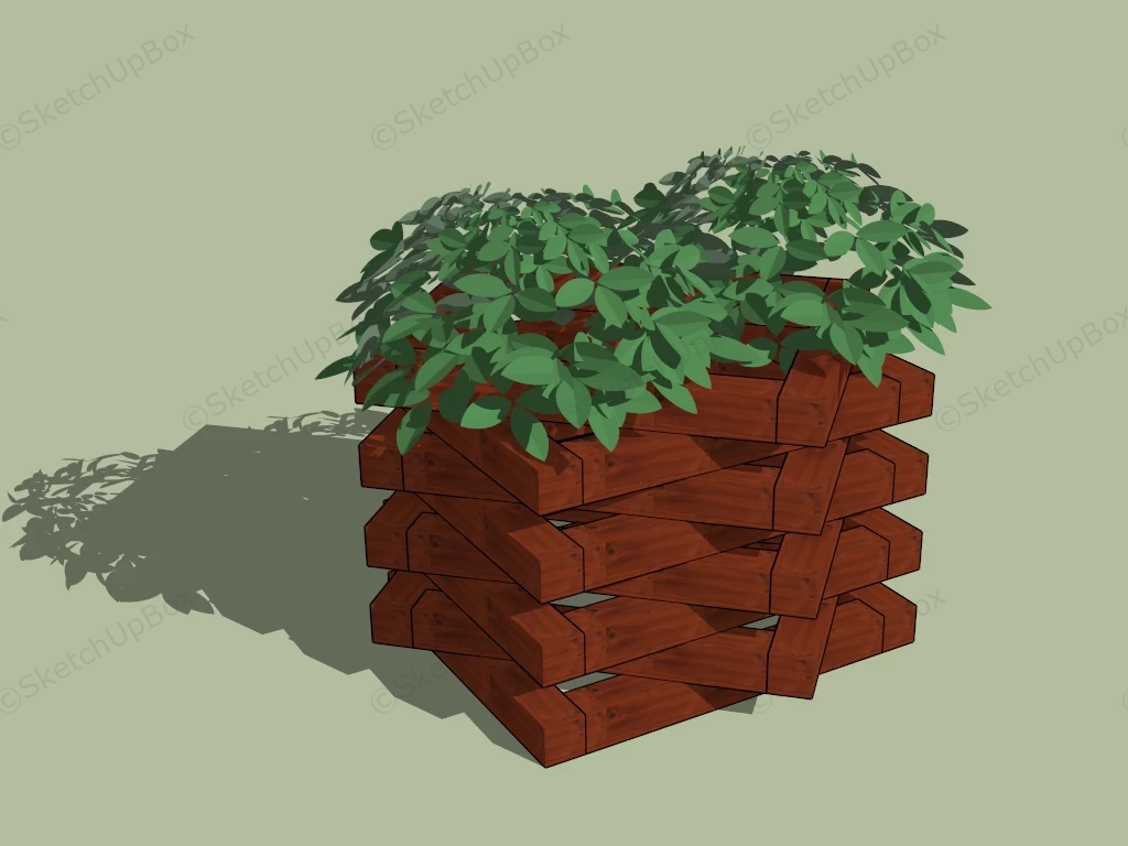 Raised Wood Planter Box sketchup model preview - SketchupBox