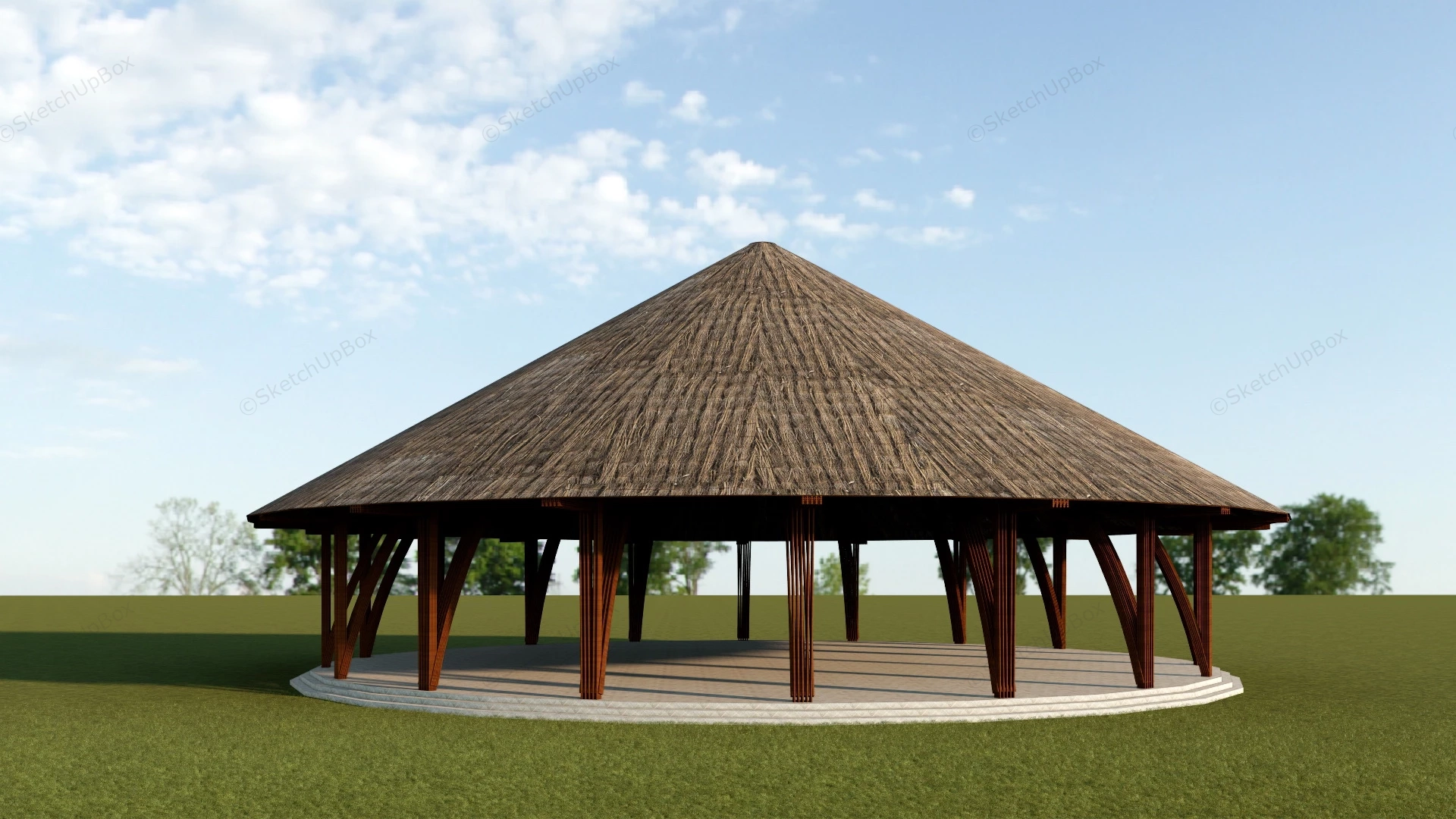 Round Park Pavilion sketchup model preview - SketchupBox