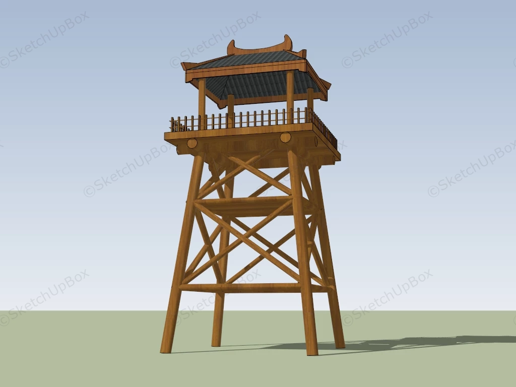 Antique Wooden Watchtower sketchup model preview - SketchupBox