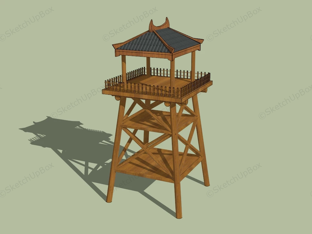 Antique Wooden Watchtower sketchup model preview - SketchupBox