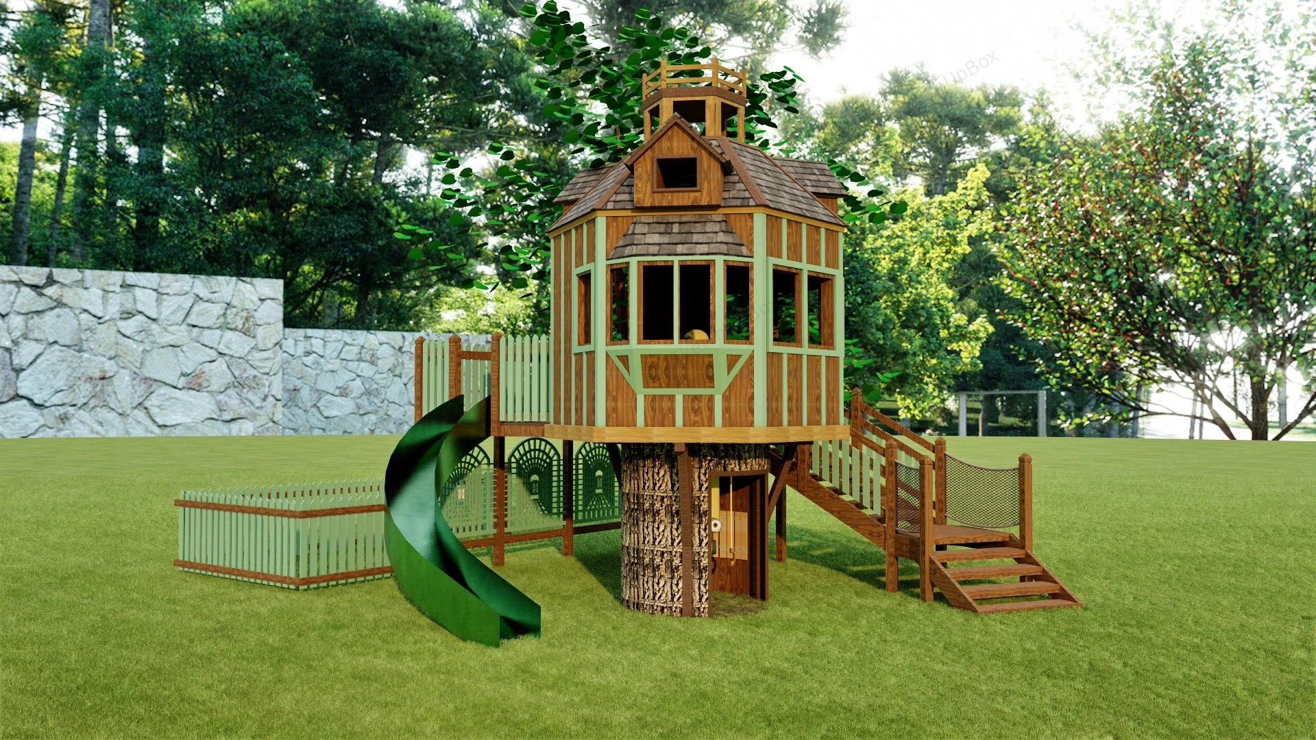 Backyard Treehouse Playset sketchup model preview - SketchupBox