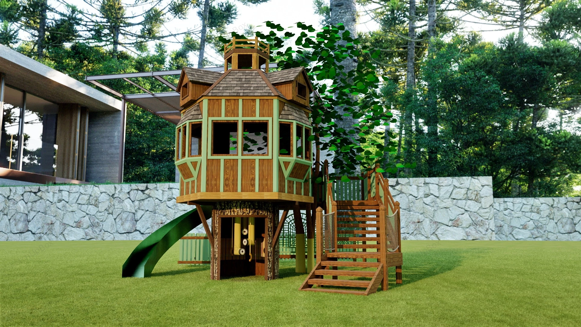 Backyard Treehouse Playset sketchup model preview - SketchupBox